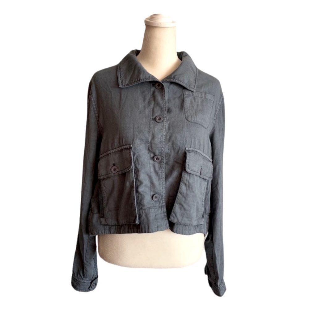 *Anthropologie Marrakech Cropped Jacket Blueish Gray Medium High-Low Fit Casual